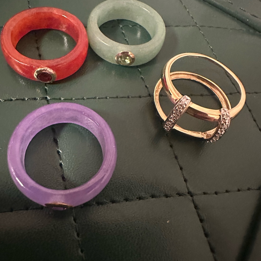 14k Diamond Jacket Interchangeable 14k Jade Rings